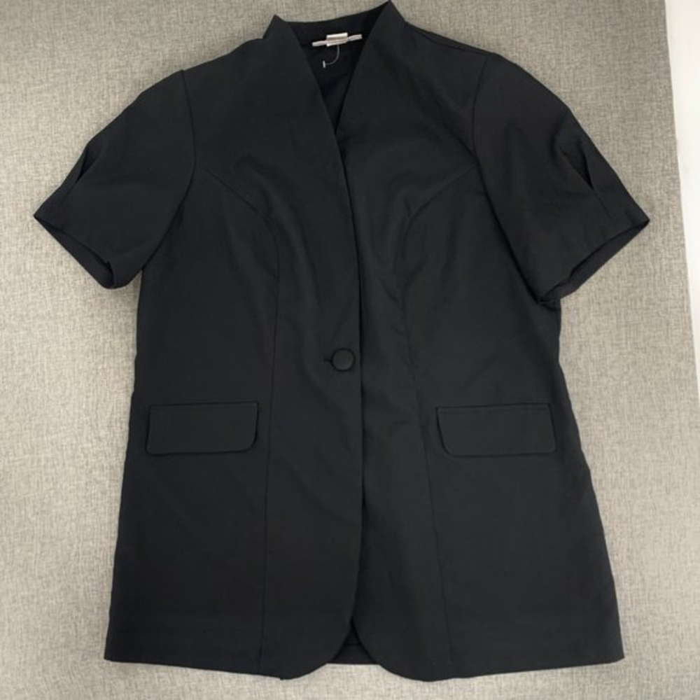 Roaman’s Black Lightweight Jacket One Button 16W 100% Polyester Shoulder Pads